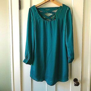 As U Wish Teal CrissCross Back Party Dress